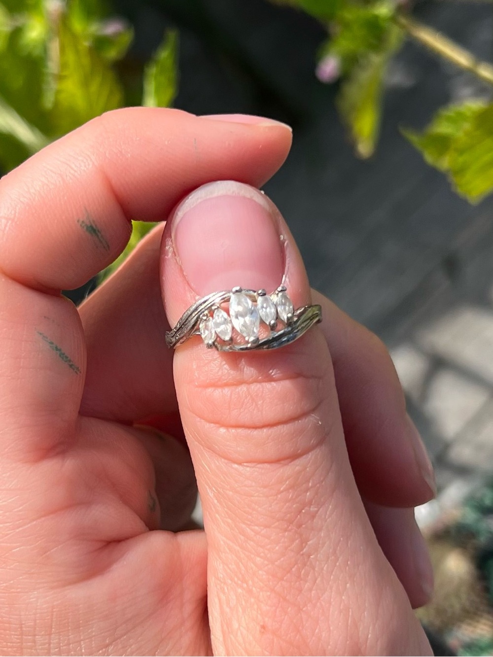 Silver 5 Stone Ring - Picture 9 of 10